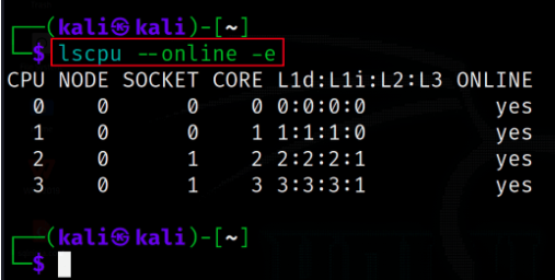 Displaying only online CPUs
